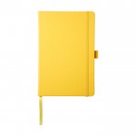 Libreta publicitaria con papel de color crema color amarillo segunda vista frontal