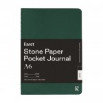 Cuaderno pequeño de papel de piedra color verde oscuro segunda vista frontal
