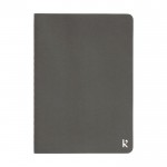 Cuaderno pequeño de papel de piedra color gris oscuro tercera vista frontal