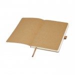 Libreta de cuero reciclado con portabolígrafo A5 hojas a rayas color natural tercera vista