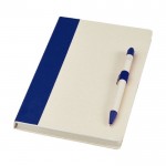 Set de libreta y bolígrafo de cartón reciclado A5 hojas a rayas color azul marino