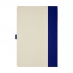 Set de libreta y bolígrafo de cartón reciclado A5 hojas a rayas color azul marino segunda vista trasera