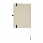 Libreta de algodón orgánico con tapa dura B6 hojas a rayas color natural segunda vista trasera