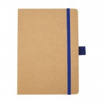Libreta de papel reciclado con portabolígrafo A5 hojas a rayas color azul segunda vista frontal