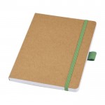 Libreta de papel reciclado con portabolígrafo A5 hojas a rayas color verde