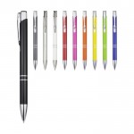 Bolígrafo de aluminio reciclado con acabado brillante y tinta negra color blanco segunda vista varios colores