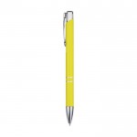 Bolígrafo de aluminio reciclado con acabado brillante y tinta negra color amarillo vista lateral