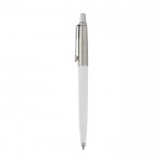 Bolígrafo reciclado elegante con carga de tinta azul Parker Jotter color blanco vista lateral