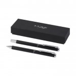 Bolígrafo y roller de aluminio con accesorios cromados tinta negra color negro