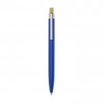 Bolígrafo de aluminio y bambú con detalle transparente tinta azul color azul