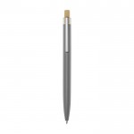 Bolígrafo de aluminio y bambú con detalle transparente tinta azul color gris