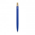 Bolígrafo de aluminio y bambú con detalle transparente tinta negra color azul segunda vista trasera