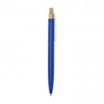 Bolígrafo de aluminio y bambú con detalle transparente tinta negra color azul segunda vista lateral