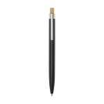 Bolígrafo de aluminio y bambú con detalle transparente tinta negra color negro