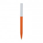 Bolígrafo de plástico reciclado de varios colores con tinta azul color naranja