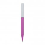 Bolígrafo de plástico reciclado de varios colores con tinta azul color fucsia