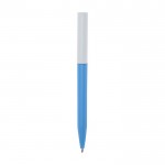 Bolígrafo de plástico reciclado de varios colores con tinta azul color azul pastel