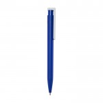 Bolígrafo de plástico reciclado de varios colores con tinta azul color azul real segunda vista lateral