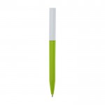 Bolígrafo de plástico reciclado de varios colores con tinta azul color verde fluorescente