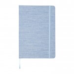 Libreta con tapa dura de algodón reciclado A5 hojas a rayas color azul claro segunda vista frontal