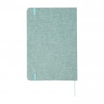 Libreta con tapa dura de algodón reciclado A5 hojas a rayas color verde pastel segunda vista trasera