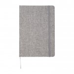 Libreta con tapa dura de algodón reciclado A5 hojas a rayas color gris segunda vista frontal