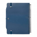 Cuaderno de tapa dura de plástico reciclado A5 hojas a rayas color azul marino segunda vista trasera