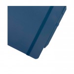 Cuaderno de tapa dura de plástico reciclado A5 hojas a rayas color azul marino vista detalle 1