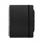 Cuaderno de tapa dura de plástico reciclado A5 hojas a rayas color negro segunda vista frontal