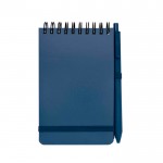 Libreta de tapa oceánica de plástico reciclado A6 hojas a rayas color azul marino segunda vista frontal