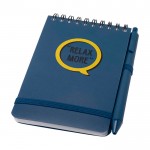 Libreta de tapa oceánica de plástico reciclado A6 hojas a rayas color azul marino vista impresión tampografía