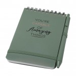 Libreta de tapa oceánica de plástico reciclado A6 hojas a rayas color verde pastel vista impresión tampografía