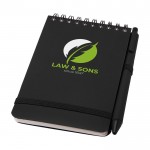 Libreta de tapa oceánica de plástico reciclado A6 hojas a rayas color negro vista impresión tampografía