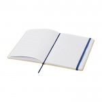 Libreta de tapa de cartón reciclado con elástico A5 hojas a rayas color azul marino segunda vista