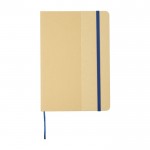 Libreta de tapa de cartón reciclado con elástico A5 hojas a rayas color azul marino segunda vista frontal