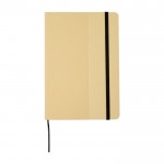 Libreta de tapa de cartón reciclado con elástico A5 hojas a rayas color negro segunda vista frontal