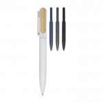 Bolígrafo de aluminio reciclado con parte de bambú tinta negra color negro segunda vista varios colores