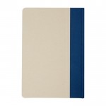 Libreta con tapa dura de plástico de caña de azúcar A5 hojas a rayas color azul cian segunda vista trasera