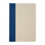 Libreta con tapa dura de plástico de caña de azúcar A5 hojas a rayas color azul cian segunda vista frontal