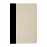 Libreta con tapa dura de plástico de caña de azúcar A5 hojas a rayas color negro segunda vista frontal