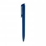 Bolígrafo de plástico reciclado y punta de acero inoxidable tinta negra color azul vista lateral
