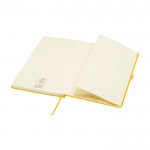 Cuaderno con esquinas redondeadas y tapa suave A5 hojas a rayas color amarillo tercera vista