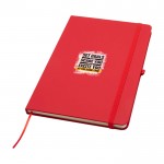 Cuaderno con esquinas redondeadas y tapa suave A5 hojas a rayas color rojo vista impresión tampografía