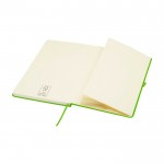 Cuaderno con esquinas redondeadas y tapa suave A5 hojas a rayas color verde lima tercera vista