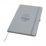 Cuaderno con esquinas redondeadas y tapa suave A5 hojas a rayas color gris vista impresión tampografía