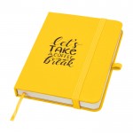 Libreta de tapa dura con cubierta de tacto suave A6 hojas a rayas color amarillo vista impresión tampografía
