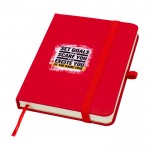Libreta de tapa dura con cubierta de tacto suave A6 hojas a rayas color rojo vista impresión tampografía