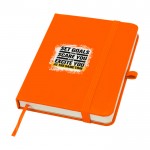 Libreta de tapa dura con cubierta de tacto suave A6 hojas a rayas color naranja vista impresión tampografía