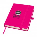 Libreta de tapa dura con cubierta de tacto suave A6 hojas a rayas color rosa vista impresión tampografía