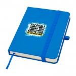 Libreta de tapa dura con cubierta de tacto suave A6 hojas a rayas color azul claro vista impresión tampografía